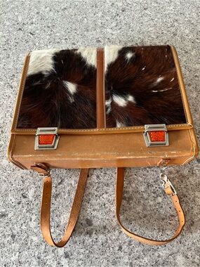 Vintage 1970s Leather and Pony Hair Messenger Bag